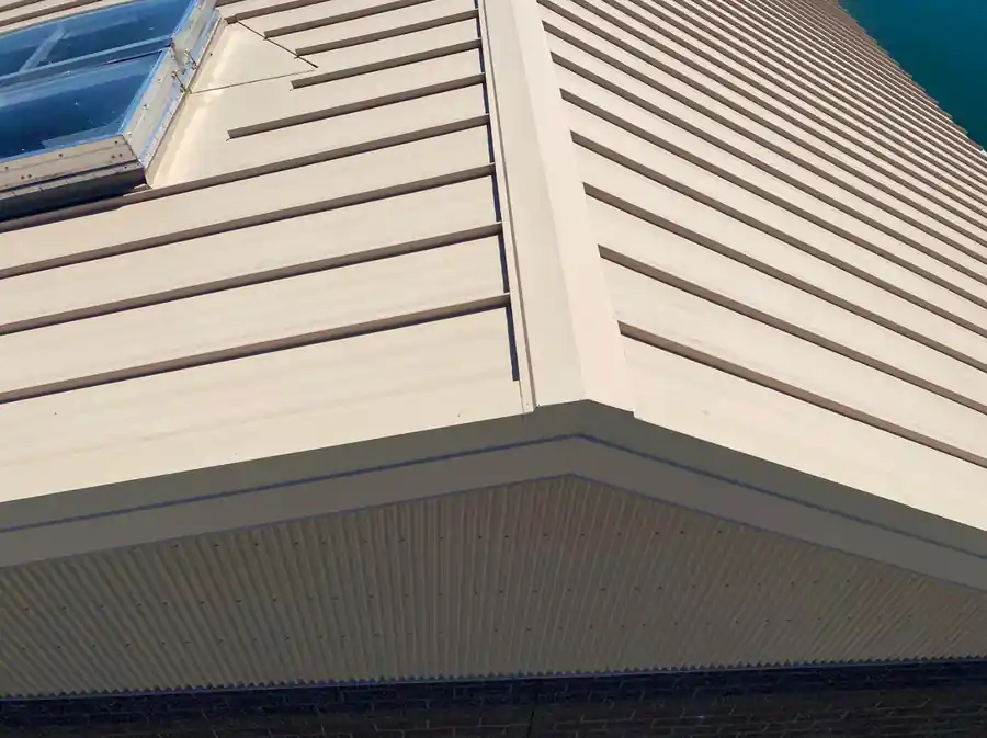 Standing-seam eave with a skylight detail