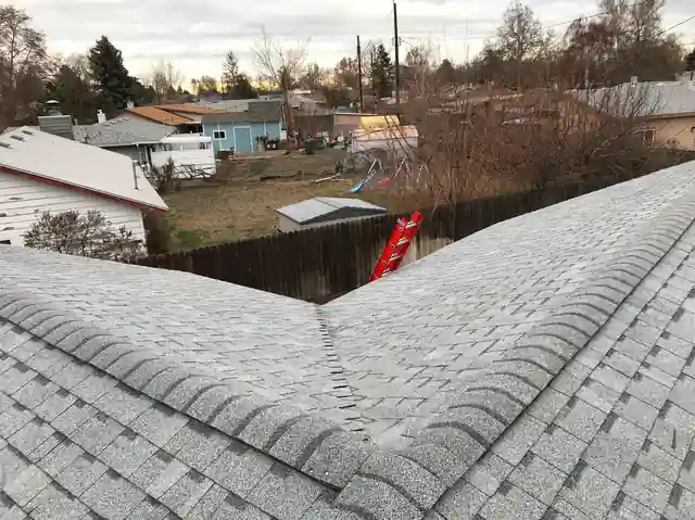 Light grey shingle hip ridge